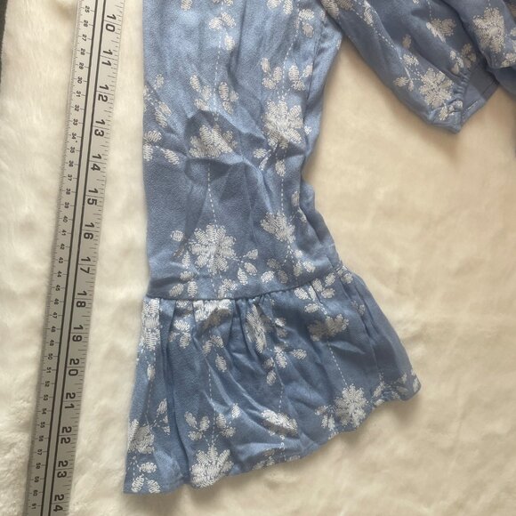 American Rag Womens Blue Floral TieFront Bell Sleeve Blouse XXL Boho Cottagecore - Picture 10 of 12